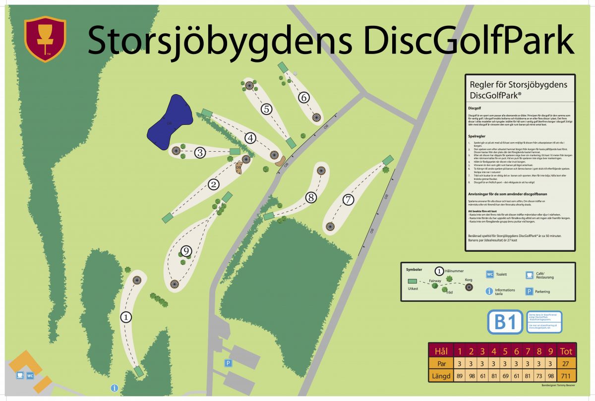Karta över discgolfbanan
